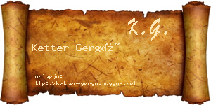 Ketter Gergő névjegykártya